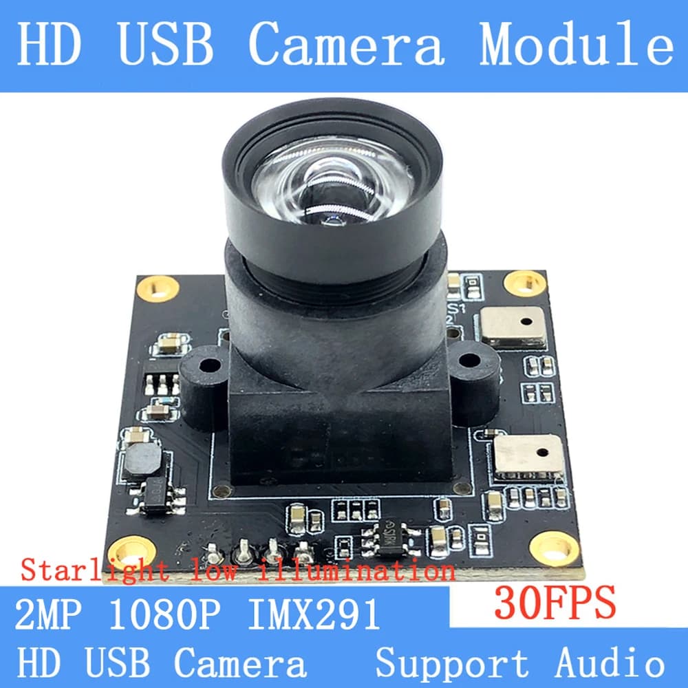 Telecamera di Sorveglianza Senza Distorsione, Visione Notturna, 2MP IMX291 Full HD 1080P, Webcam UVC 30FPS, Modulo Fotocamera USB