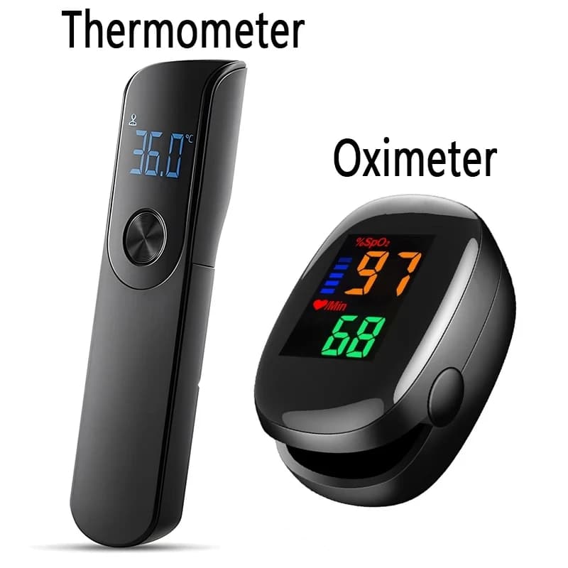 Medical Temperature Infrared Thermometer Forehead Digital Non-contact Thermometer or Finger Blood Oxygen Saturation Oximeter LED
