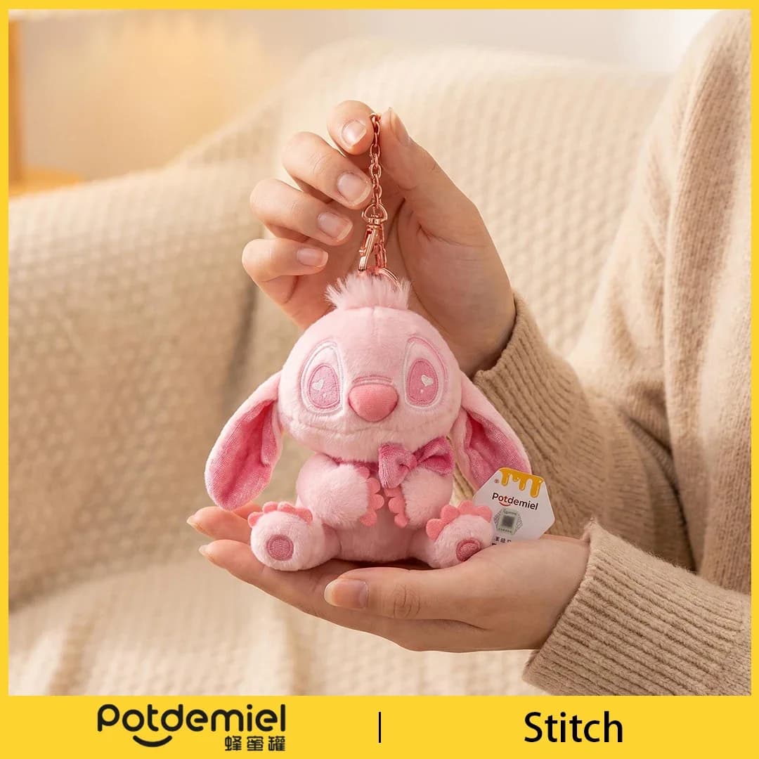 Potdemiel Disney Stitch Plush Keychain Cute Stuffed Doll Bag Charm Pendant Kawaii Anime Backpack Decoration Girls Holiday Gift