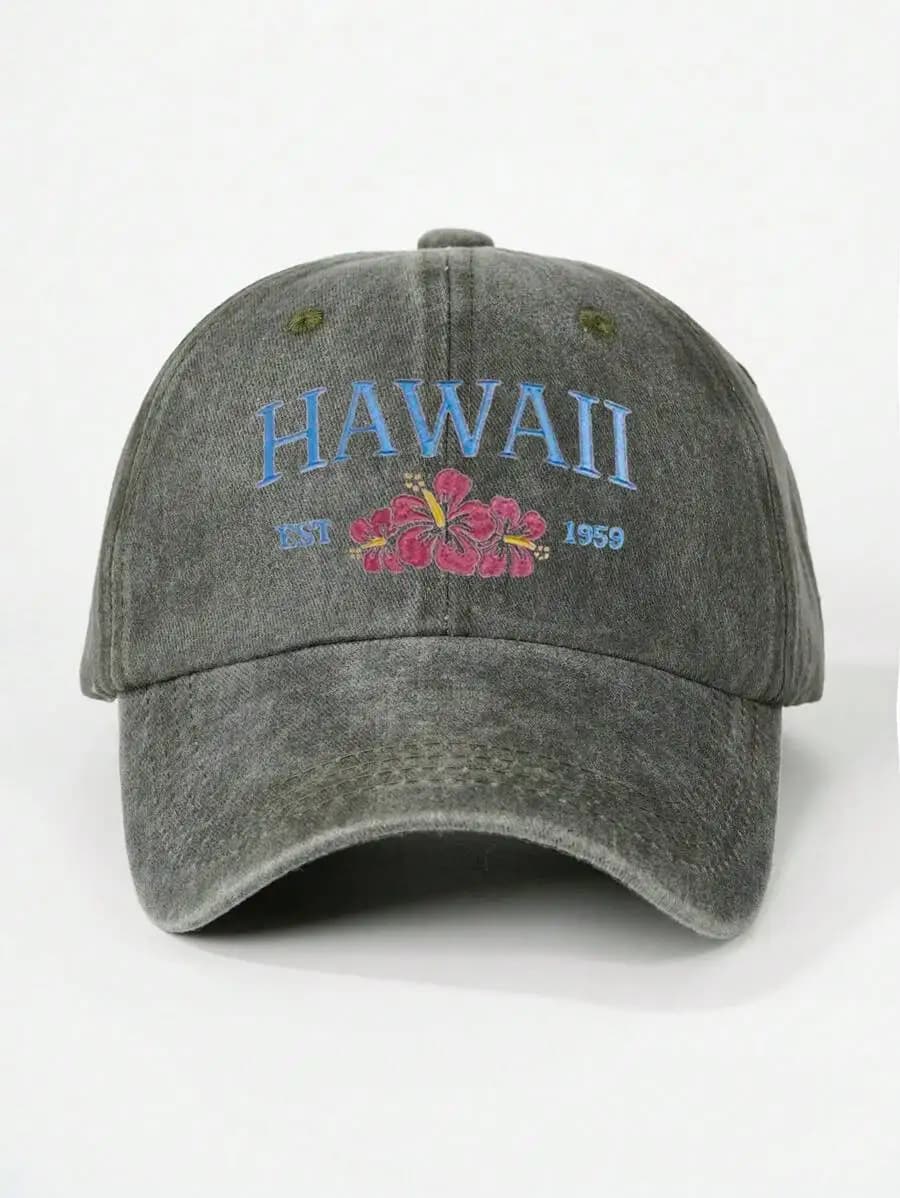 Cappellino da baseball con visiera regolabile, motivo floreale hawaiano, ideale per primavera, autunno, viaggi e spiaggia
