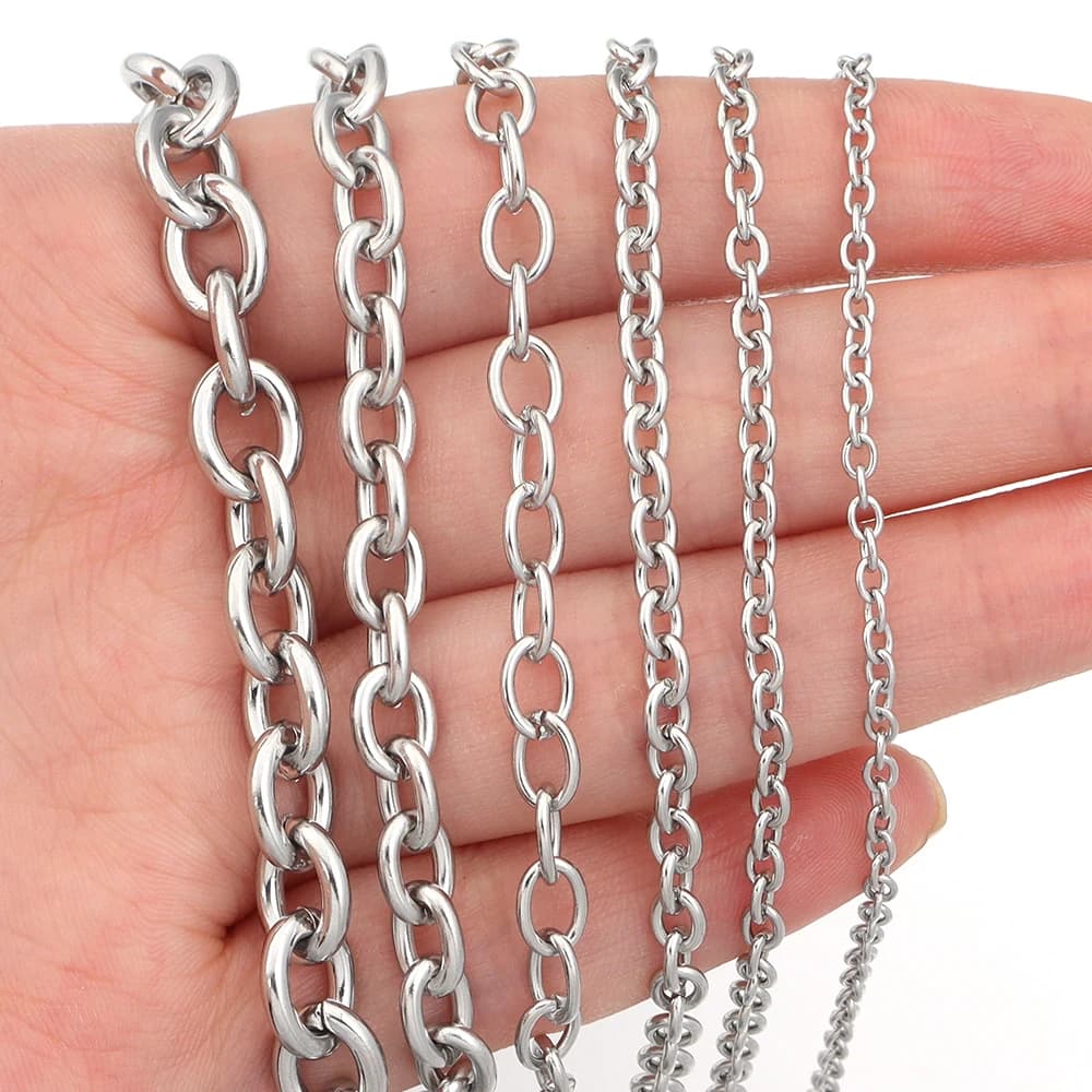 Catene in acciaio inossidabile da 5 metri/lotto Catene a maglie intrecciate a forma di O per la creazione di gioielli Accessori per bracciali fatti a mano fai-da-te