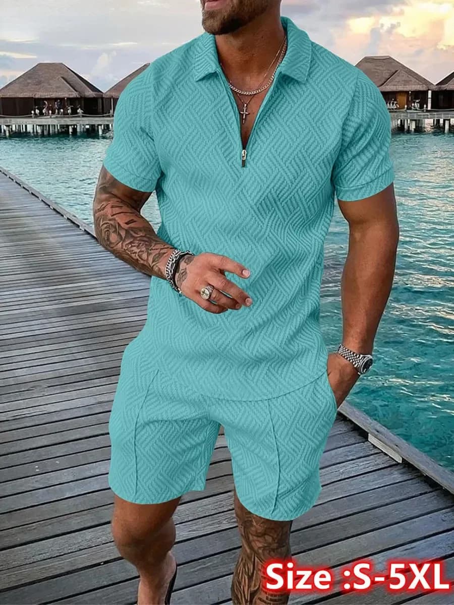 Men's Complete Summer 2026 New 3D Print Trend Polo with Hinge and Shorts Set 2 Pieces Soft Fashion Casual Sports Dress