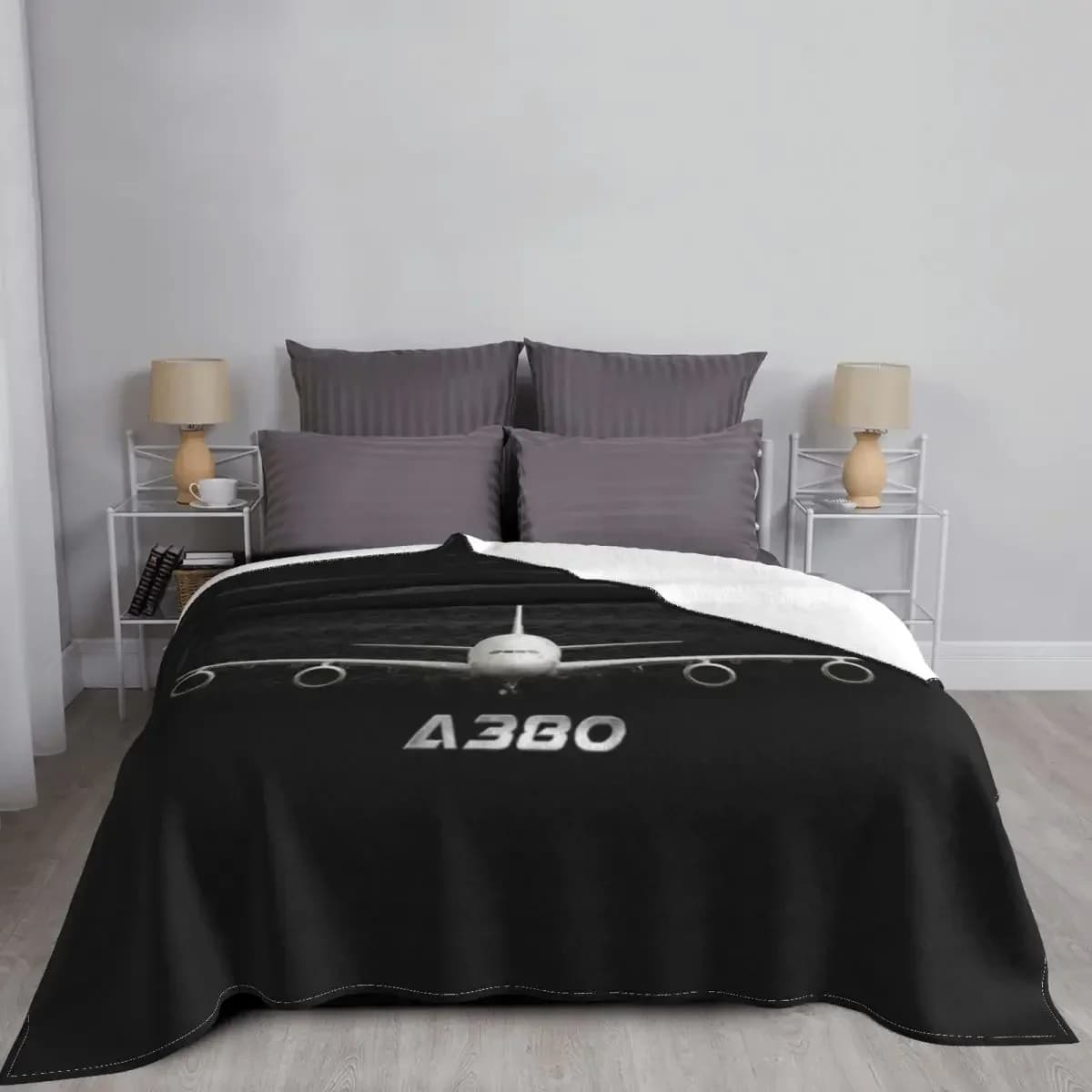 A380 aircraft Airliner Jet Throw Blanket Fluffys Large valentine gift ideas Retros Blankets