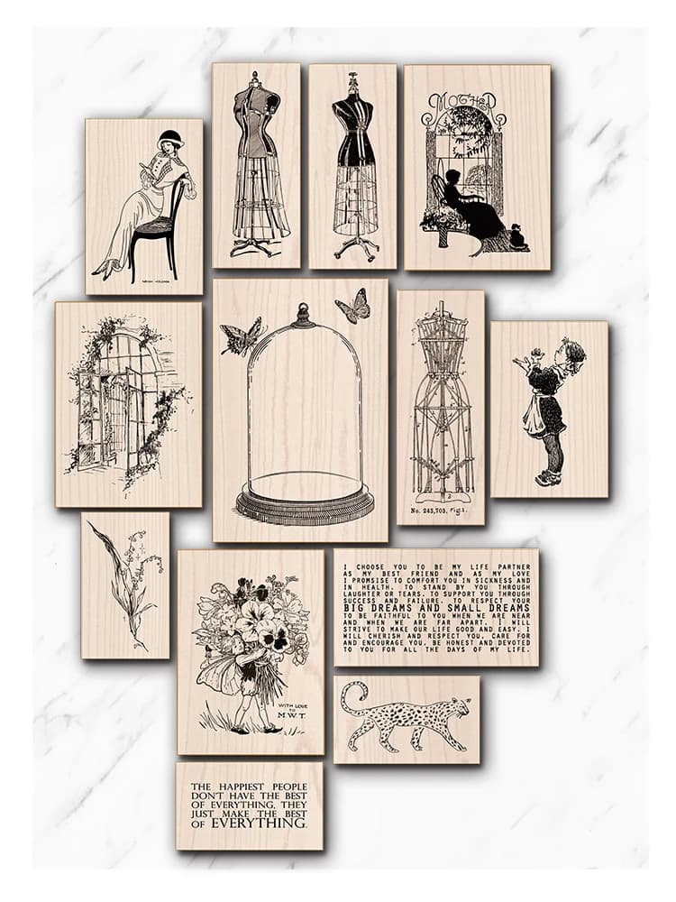 Retro Europe And America Antique Inbetweening Wooden Rubber Stamp Set DIY Scrapbooking Photo Album Card Making Wood Seal