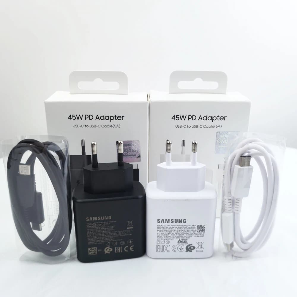 Samsung 45w Caricatore PD3.0 Adattatore di ricarica super veloce UE 5A Tipo C Cavo per Galaxy F56 S24 S25 Note20 Ultra 10 Z Flip Fold 7 6 5