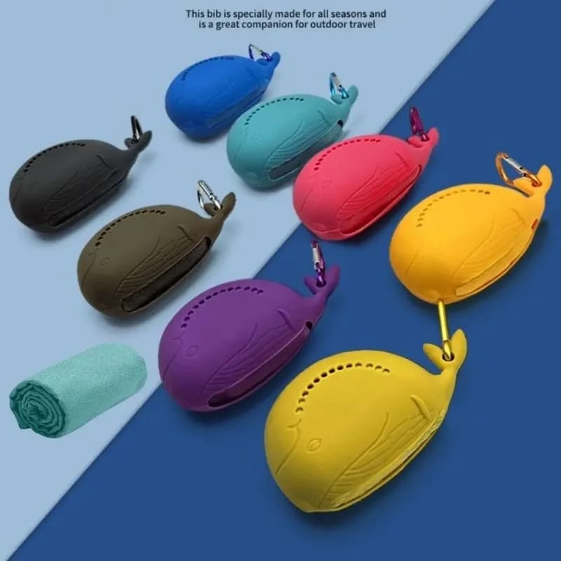 Custodia in silicone portatile e asciugamano leggero in microfibra ad asciugatura rapida, per campeggio, viaggi, spiaggia, nuoto e yoga