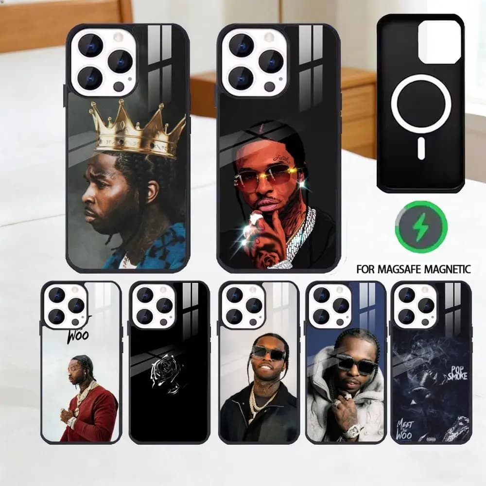 Custodia per telefono Rapper P-Pop S-Smoke per iPhone 17 16 15 14 13 12 Pro Max Plus per copertura magnetica wireless a specchio Magsafe
