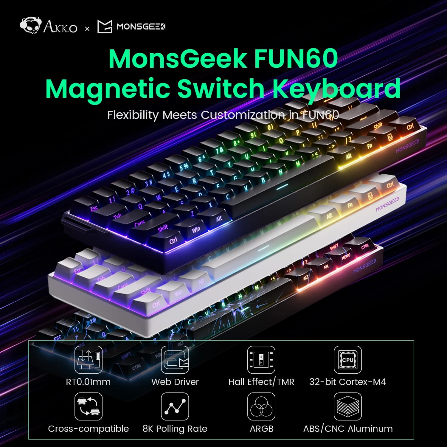 Akko MonsGeek FUN68 FUN60 PRO and MAX HE Keyboard Magnetic 60% 65% Gaming Keyboard Quick Trigger 8K Custom Keyboard Gamer Esports