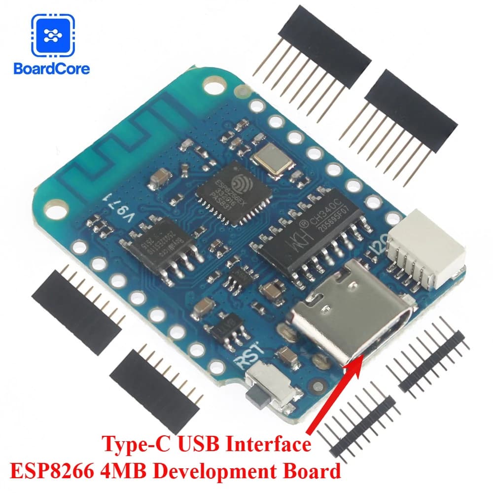 1/2PCS WEMOS D1 Mini V4.0.0 TYPE-C USB WIFI IoT Development Card Module Based on ESP8266 4MB MicroPython Nodemcu for Arduino