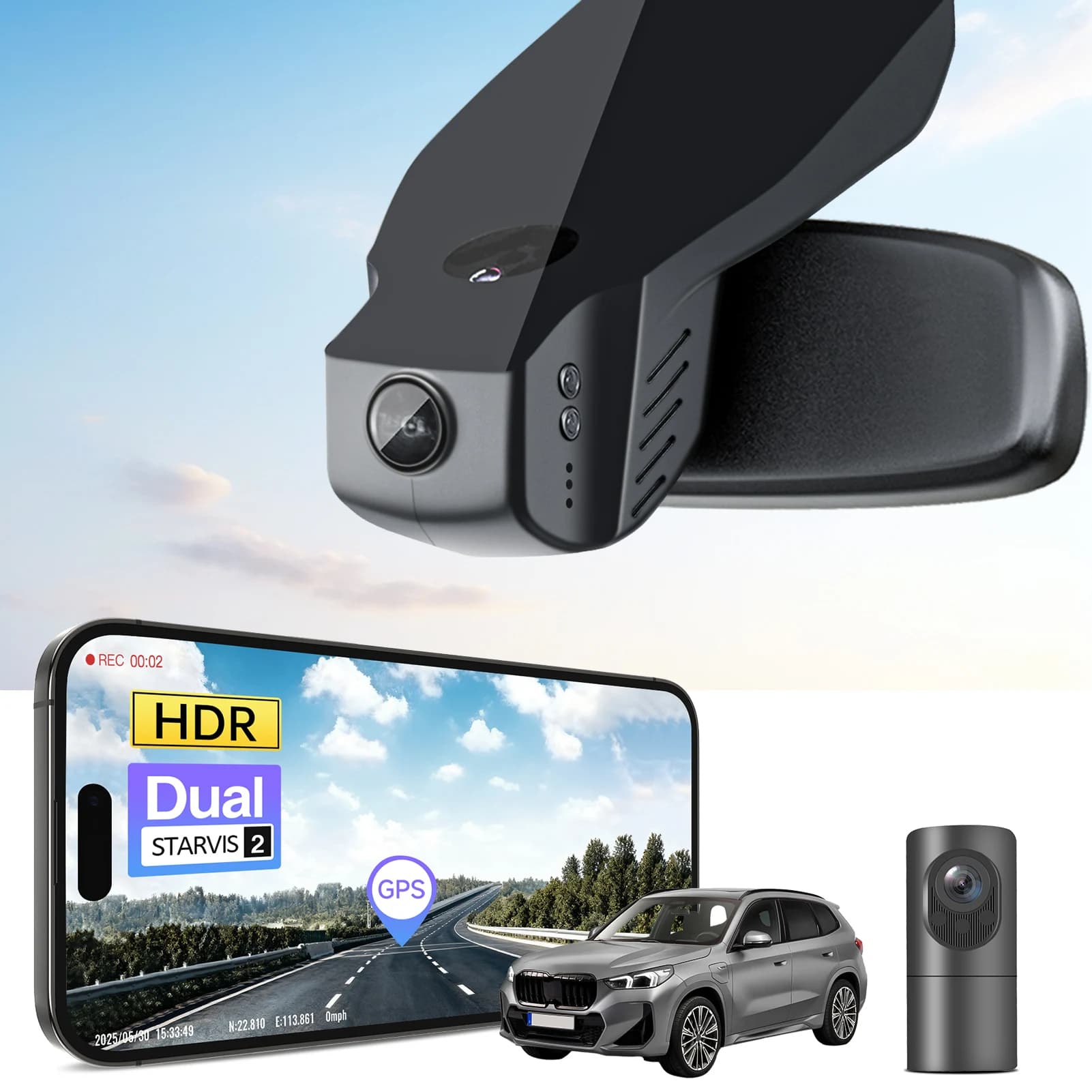 Dash Cam per BMW X1 Gen2 F48 F49 Sony Starvis 2 IMX678 IMX675 Telecamera da cruscotto 30fps Registrazione WiFi APP GPS con scheda da 64GB/128GB
