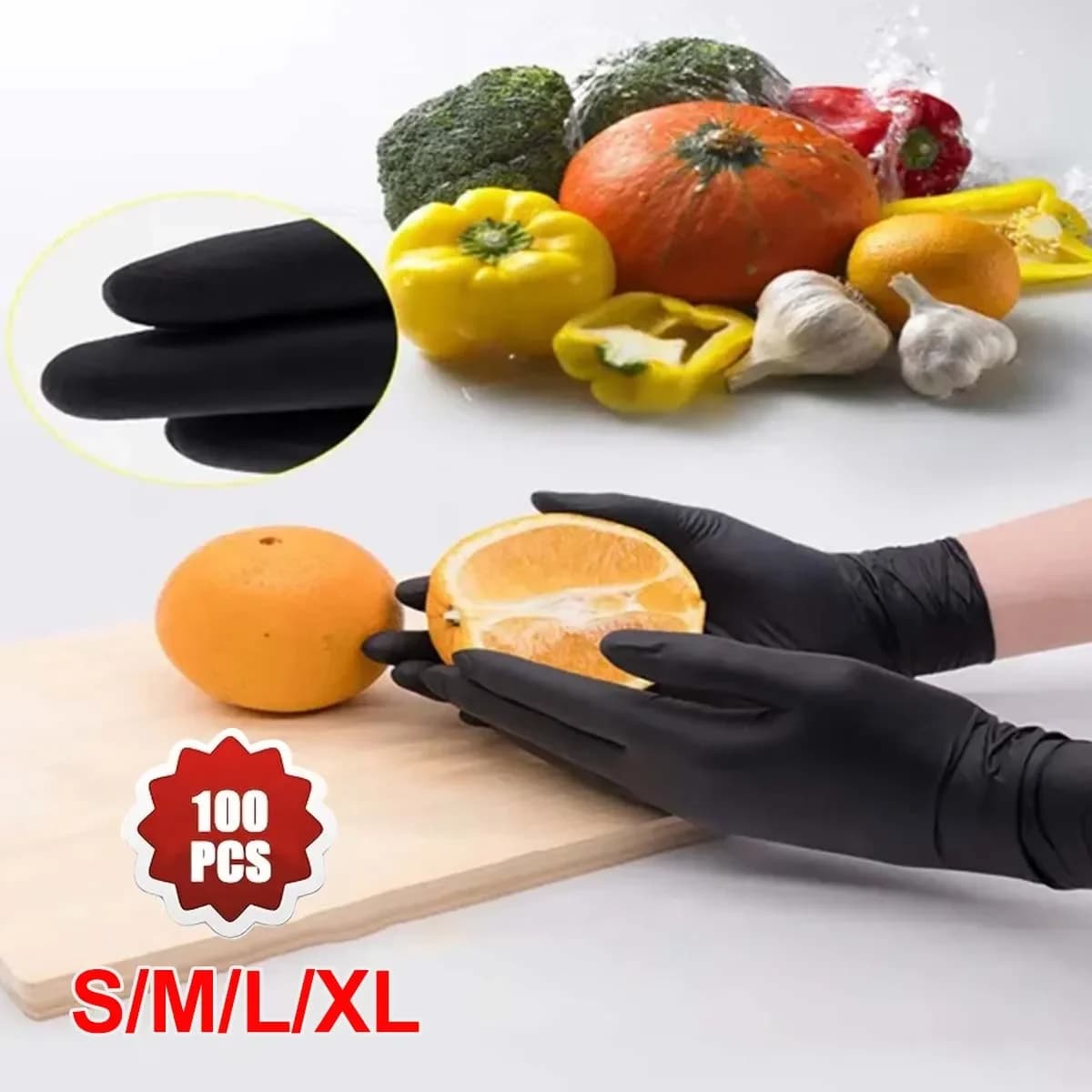 Guanti impermeabili monouso in nitrile da 20-100 pezzi Guanti in plastica usa e getta addensati neri Guanti da cucina per uso alimentare Guanti in lattice