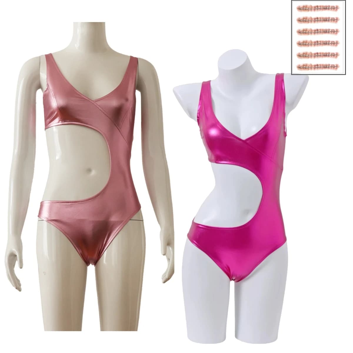 Sue Cosplay Costume Sportswear Horror MovieThe Substance Sue Pink Sexy Swimsuit Scar Temporary Tattoo Sticker for Halloween