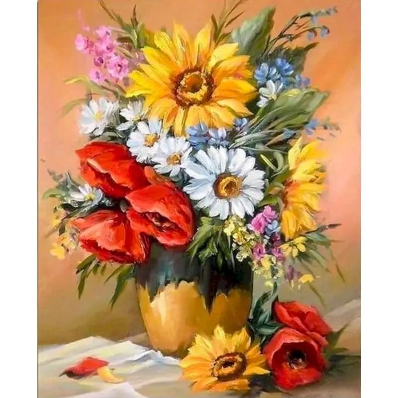 GATYZTORY DIY Frame Painting By Numbers Sunflowers Wall Art Picture By Numbers Acrylic Canvas Painting For Decoration