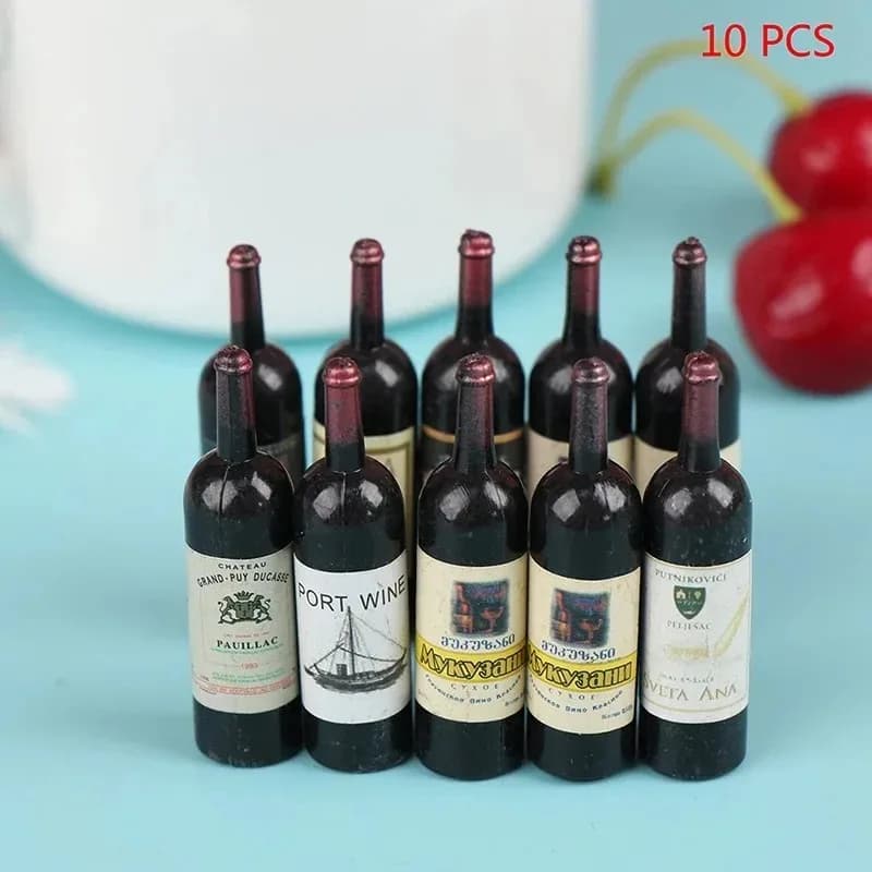 10 pz/lotto 1/12 casa delle bambole in miniatura mini simulazione bottiglia di vino accessori arredamento mobili modello giocattoli regali per bambini