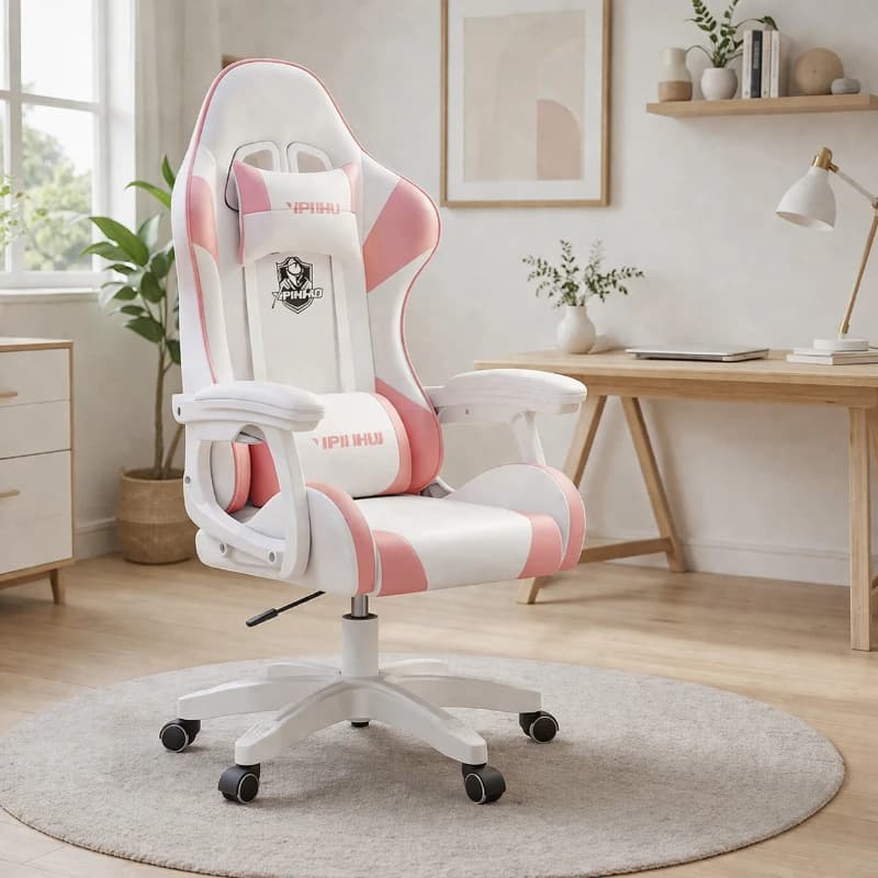 Comoda sedia da gaming per lunghe sessioni, sedia ergonomica da ufficio/computer, seduta ampia reclinabile con supporto lombare, sedia confortevole per casa e ufficio
