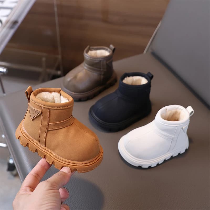 Autunno Inverno Ragazze Ragazzi Stivali da neve Antivento Scarpe da esterno per bambini Suola morbida antiscivolo Scarpe per bambini Stivali di peluche per bambini
