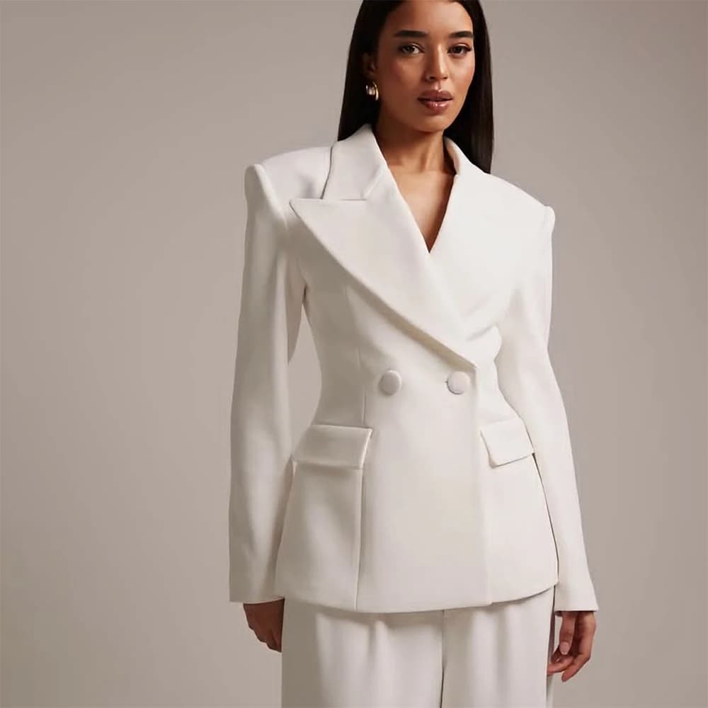 Completo da Donna Slim Fit con Bottoni Coperti, Trendy e Traspirante, Blazer Doppiopetto su Misura, Set 2 Pezzi Giacca e Pantaloni