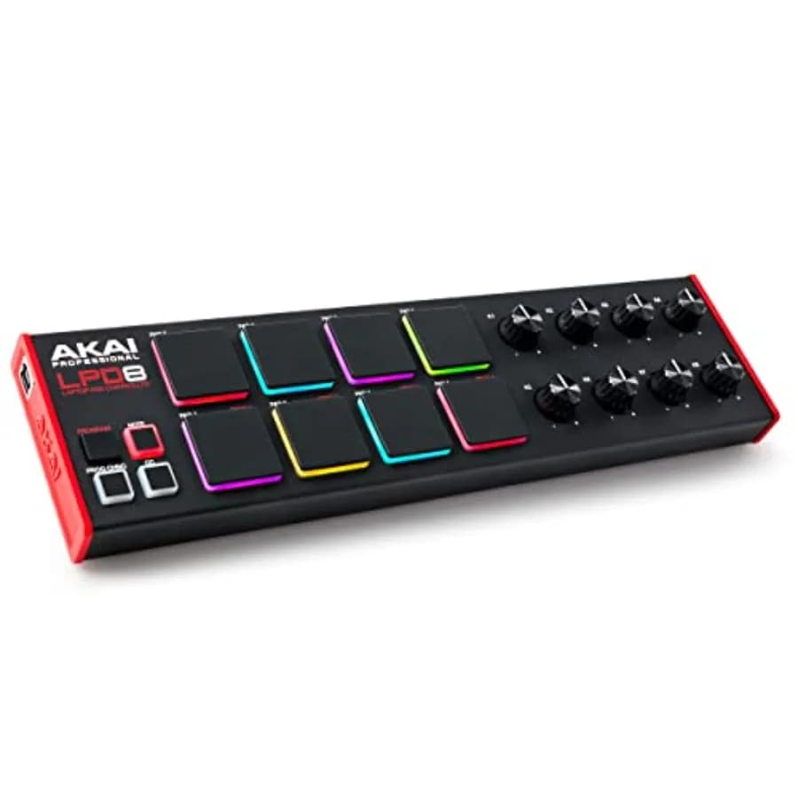 Controller MIDI USB con 8 Pad RGB Reattivi per Mac e PC, 8 Manopole Assegnabili e Software per Produzione Musicale