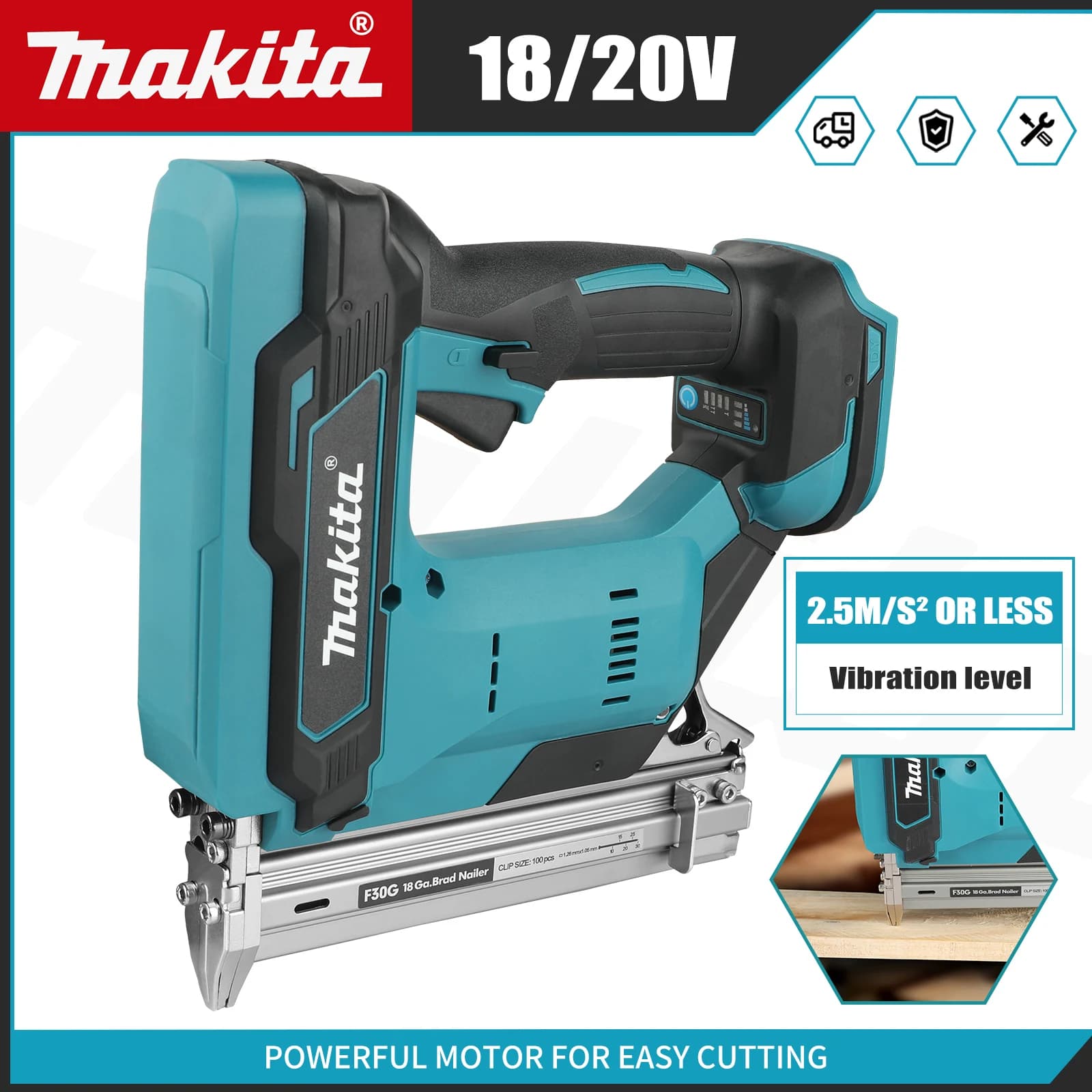 Pistola Sparachiodi a Batteria Makita 18/20V: Chiodi da 10-30mm, Pistola Elettrica 2 in 1 per Chiodi e Graffette, Ideale per Tappezzeria e Lavorazione del Legno