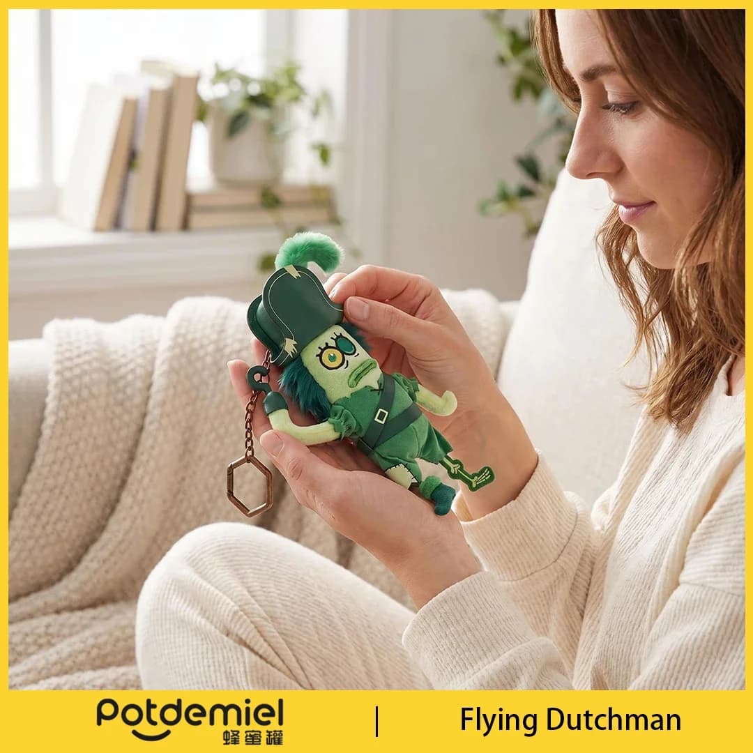 Potdemiel SpongeBob Flying Dutchman Plush Keychain Stuffed Doll Bag Charm Pendant Cartoon Backpack Ornament Kids Fans Gift Toy