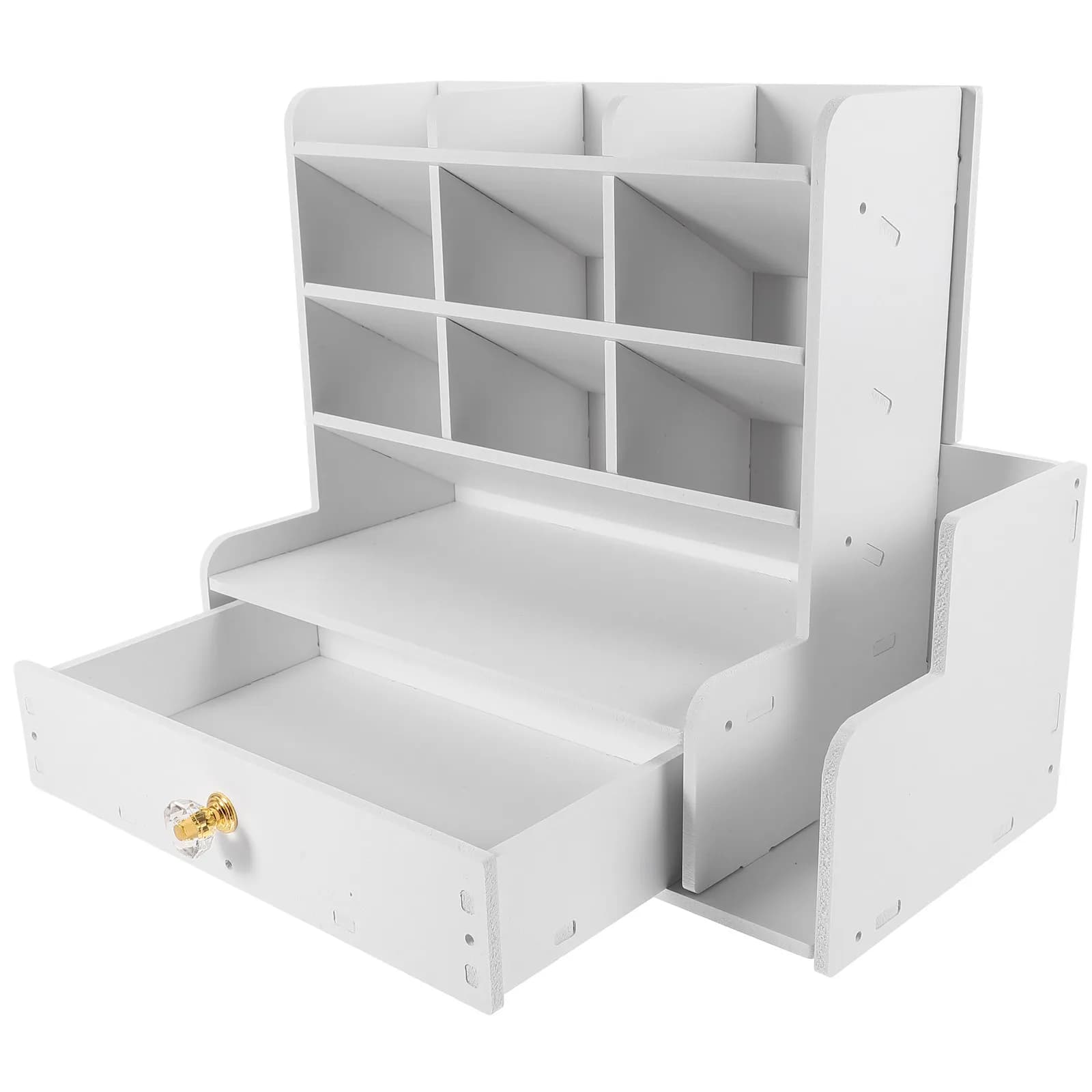 Organizer da Scrivania in Composito Legno-Plastica, Scatola Compatta Multi-Griglia per Cancelleria, Porta Penne da Scrivania per Ufficio e Studio