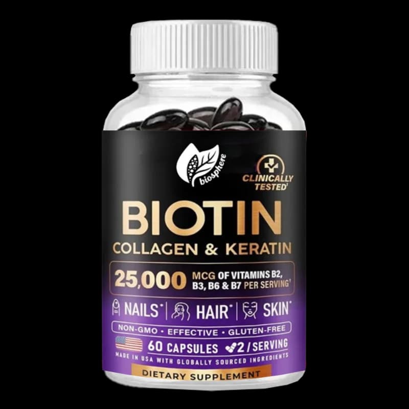 Biotina | Collagene | Keratina - Integratori clinicamente testati - Supporto per la crescita dei capelli - 60 Capsule