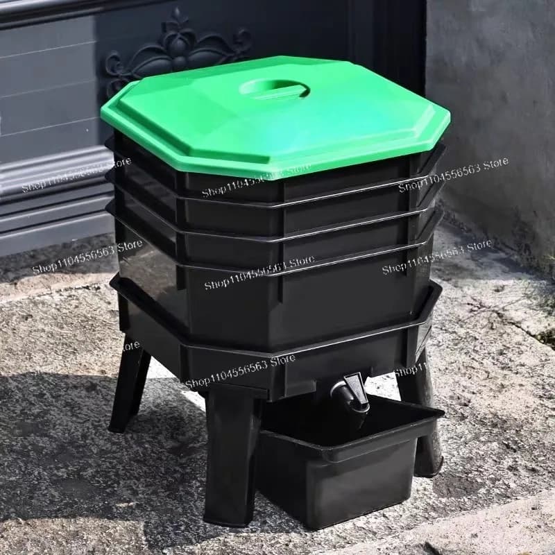 Contenitori per Compostaggio Multifunzionali con Vassoi, Compostatori a Verme con Scomparti per Fermentazione di Rifiuti da Cucina e Giardinaggio
