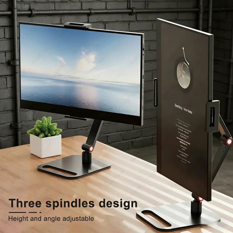 VESA Support for Portable Monitor, 360° Support Swivel and Adjustable for 17-inch Devices, Desk Support with Terminal and Tablet Door