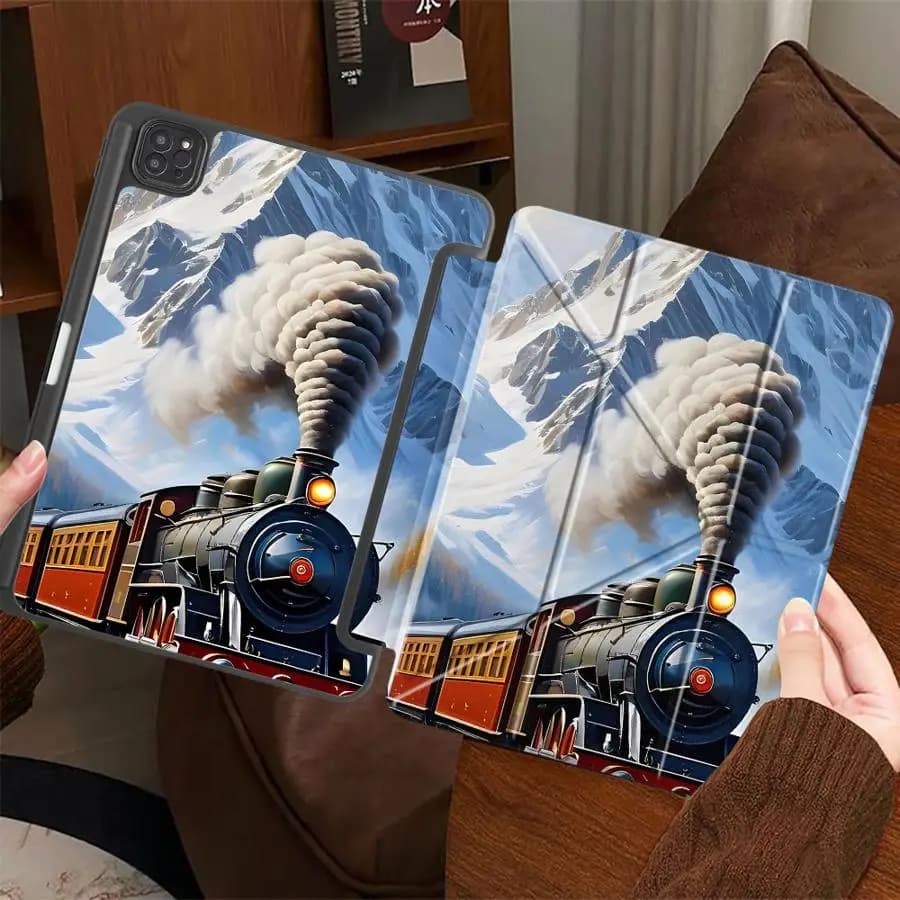 Custodia Invernale Cool Train per Tablet iPad Air 4 5 M3 M2 M4 11 pollici Pro 11a 10a 9a 8a 7a generazione 12.9 pollici Mini 6 7 Pro 2025 con Supporto e Cover