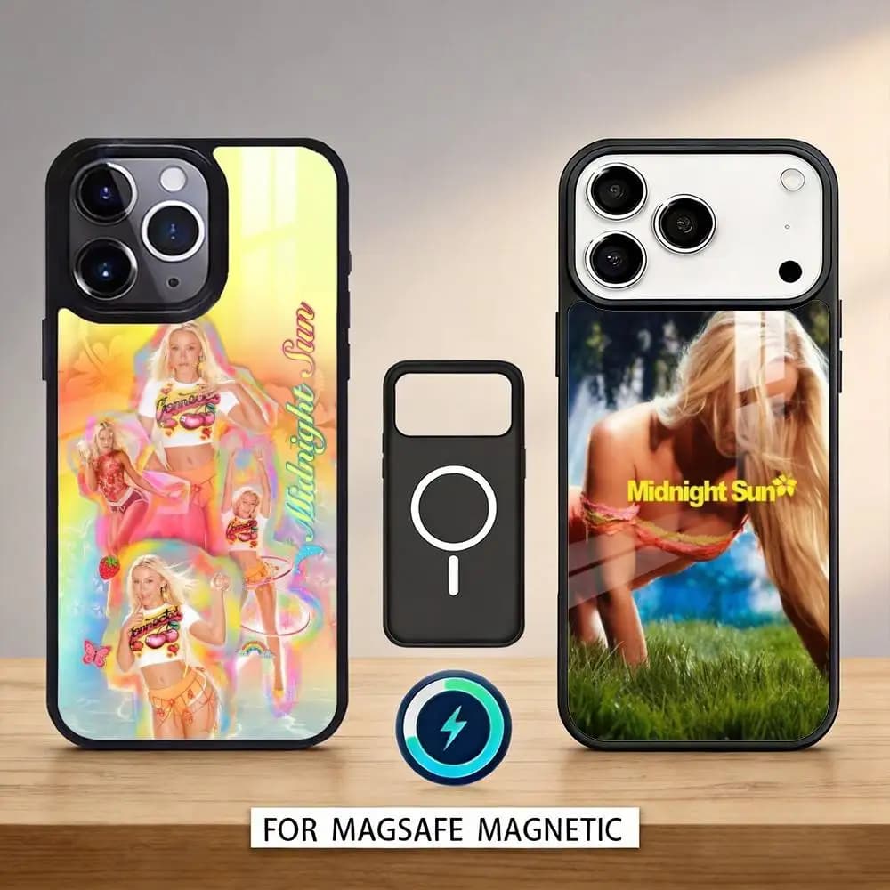 Custodia per telefono M-Midnight Sun Z-Zara L-Larsson per iPhone 17, 16, 15, 14, 13, 12, Pro, Max con ricarica wireless magnetica MagSafe