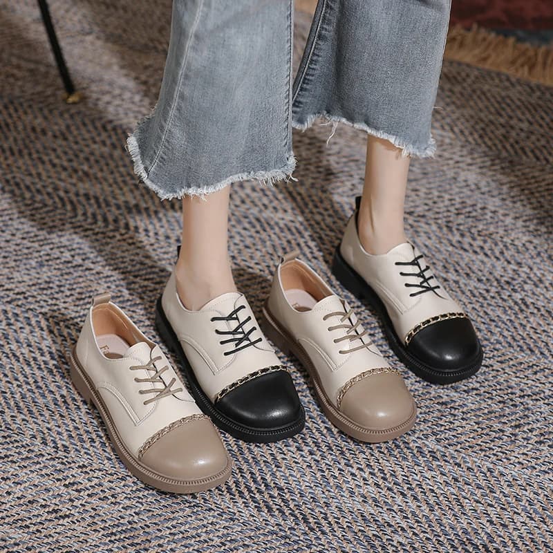 Women Preppy Style Single Shoes 2025 New Thick Sole Leather Shoes British Style Slip On Loafers Two Way Wear For Spring Autumn