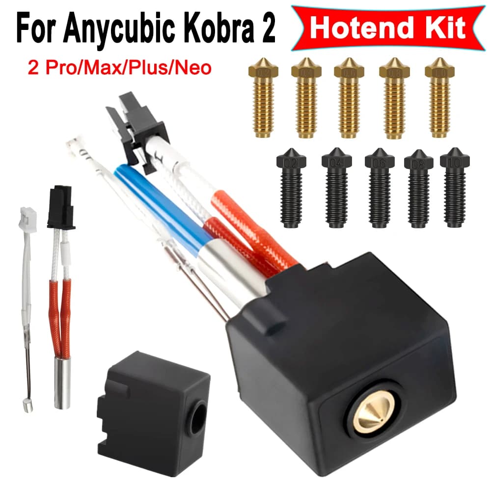 Per Anycubic Kobra 2 Plus/Max/Neo/Pro Stampante 3D Ottone Acciaio Duro Vulcano Ugello 0.4 0.6 0.8 1.0mm Per Kobra 2 hotend kit Parti
