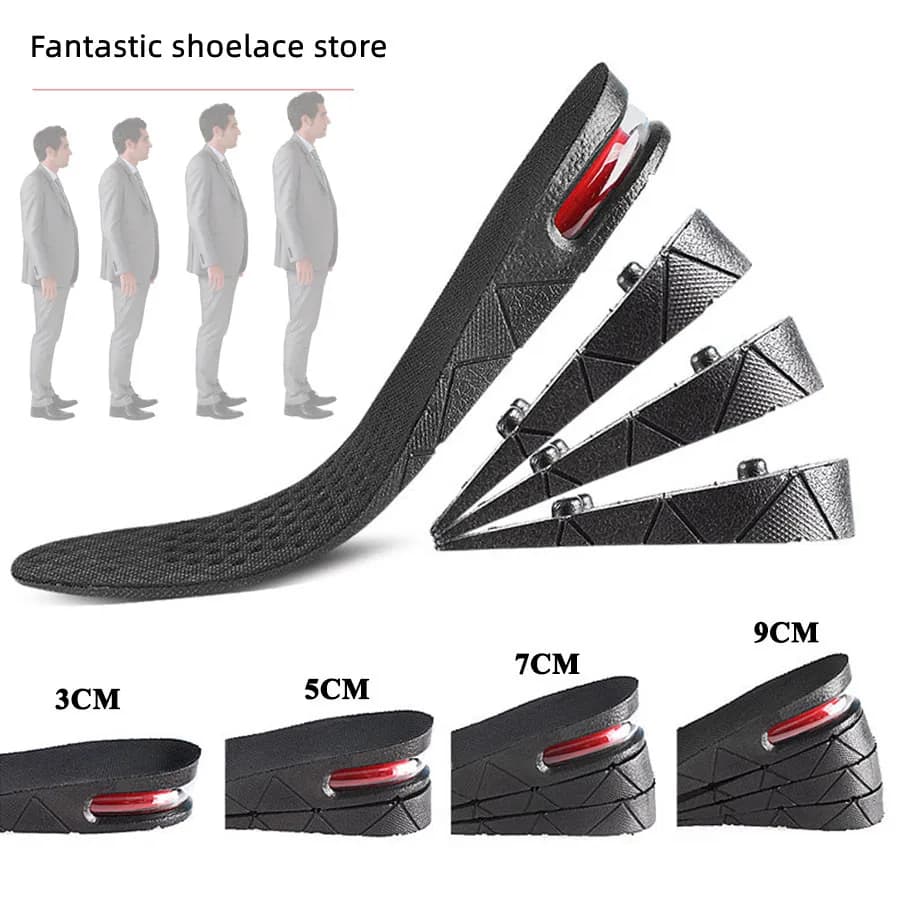 Soletta per aumento di altezza Modello di rialzo invisibile Cuscino d'aria Inserti per scarpe Solette ad altezza variabile Cuscinetto per piedi con taglio regolabile