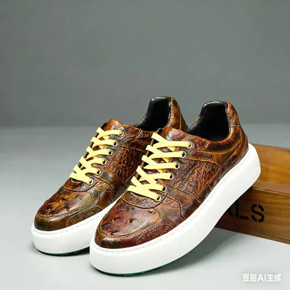 2026 Nuovo Arrivo Scarpe Casual da Uomo in Pelle di Struzzo, Sneakers in Vera Pelle da Uomo pdd794