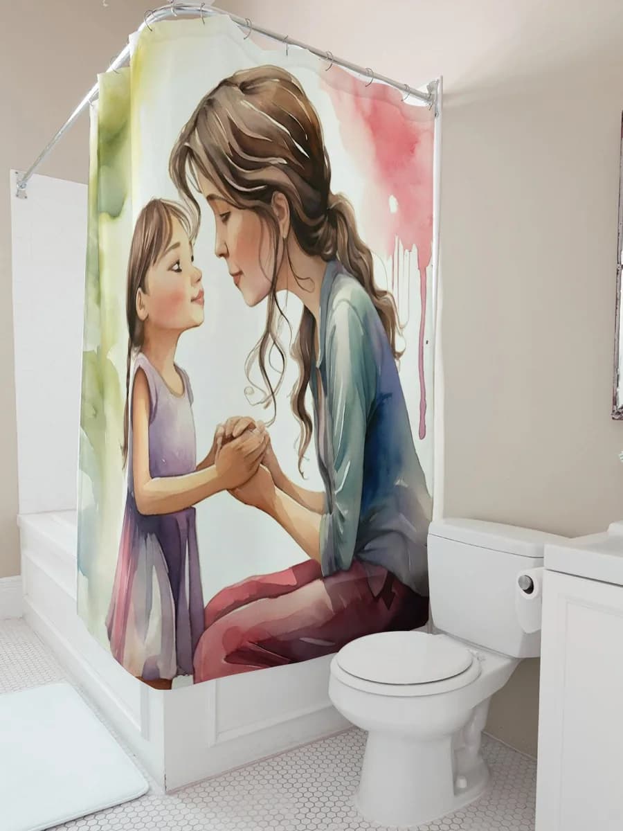 Tenda da doccia impermeabile per madre e figlia