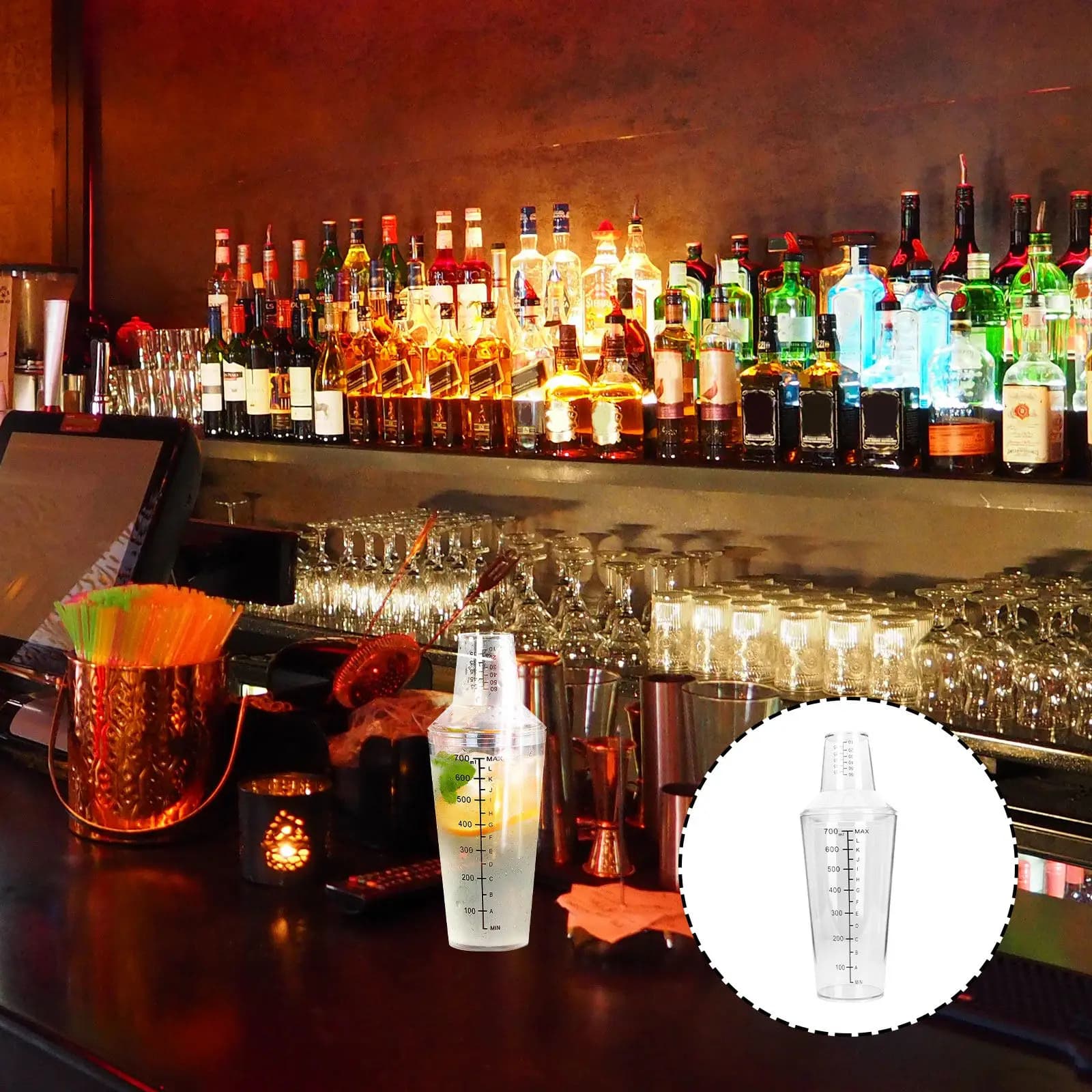 Cocktail Shaker Clear High-Quality Material Two-Stage Drinks Hand Shaker Milk Tea Mixing Cup Bar Wine Mixing Tool Leakproof