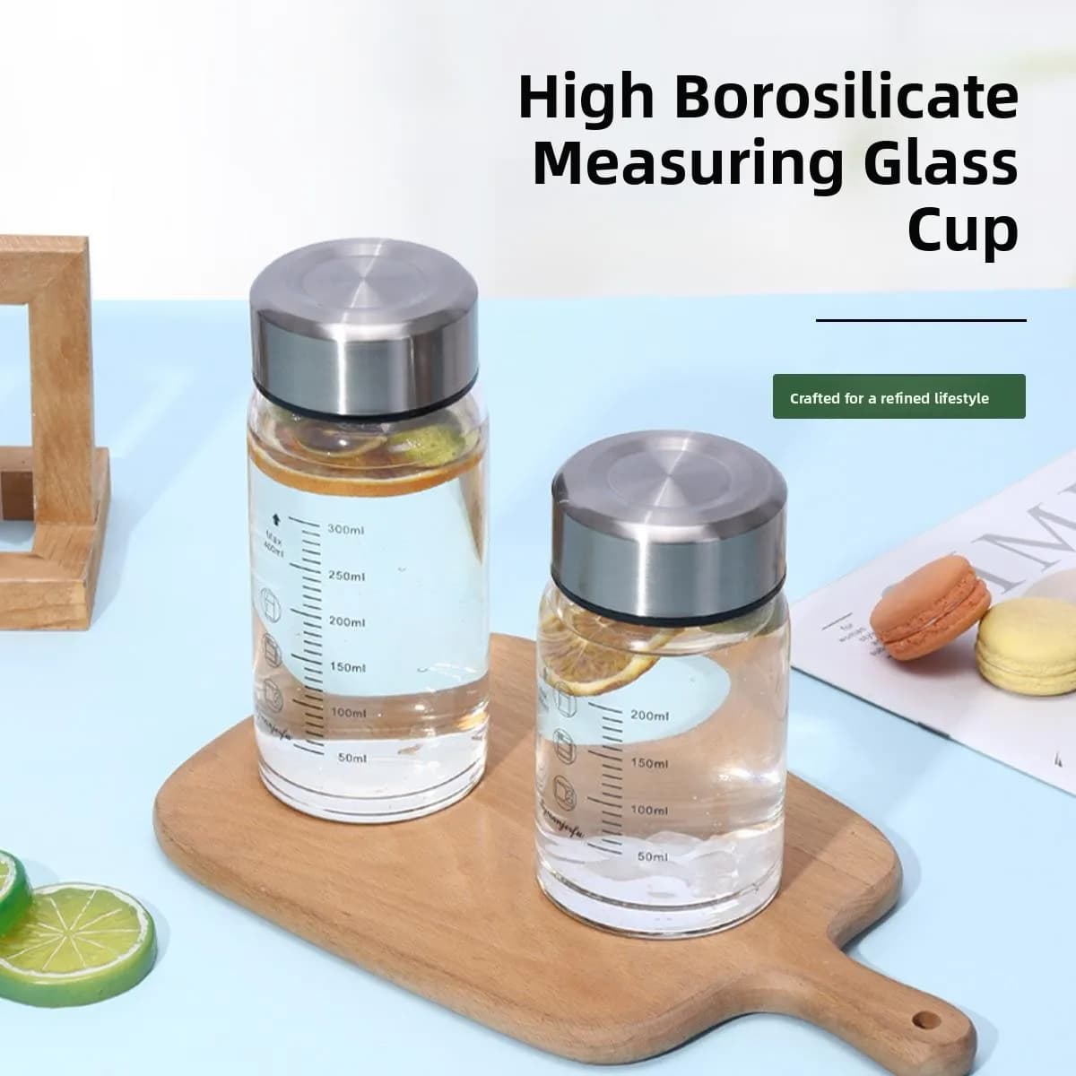 Tazza Termometro in Vetro 500ml con Scala per Uso Domestico, Adatta al Microonde, Tazza Speciale per Latte, Stile Giapponese Trasparente per Bambini