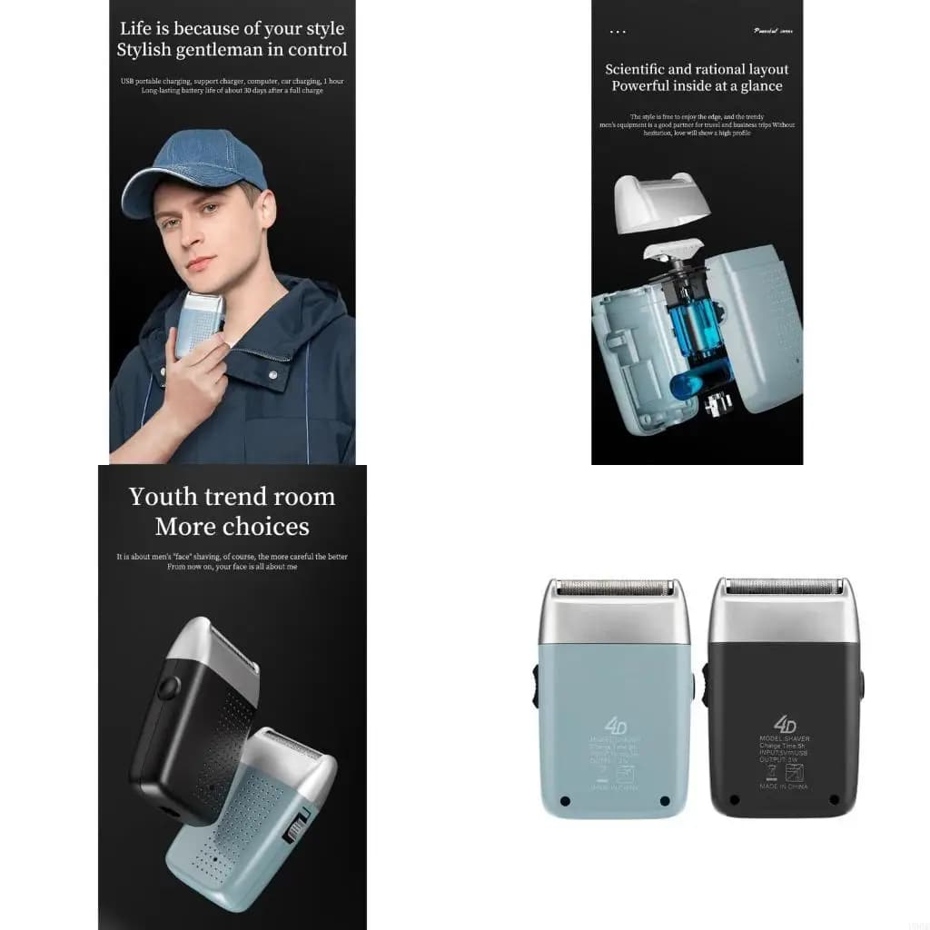 Electric Shaver Rechargeable Beard Trimmer Shaving Machine for Men Twin Mesh Washable Reciprocating for Razor Li-on 5W