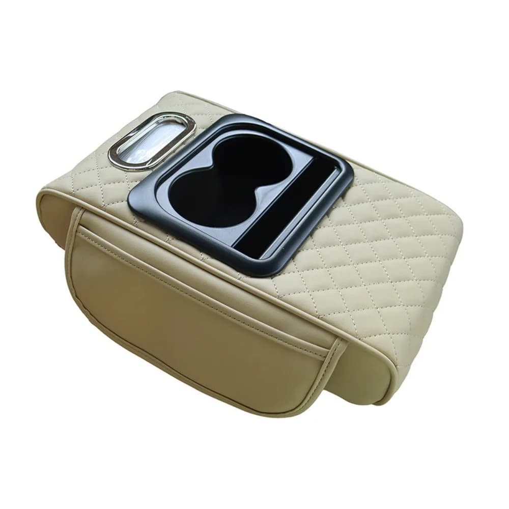 Elbow Support Car Arm Rest Cushion with Cup Holder Tissue Box Car Center Console Mat Easy To Install Phone Slot