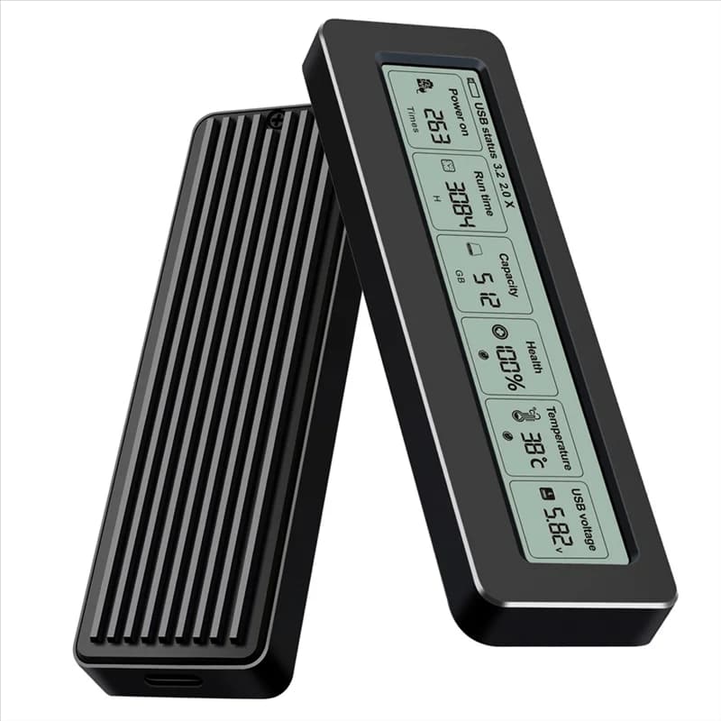 B92B-M. Custodia SSD 2 Nvme NGFF Custodia SSD M2 Scatola disco esterno digitale intelligente 10 Gbps USB 3.2 Gen2 con schermo di visualizzazione