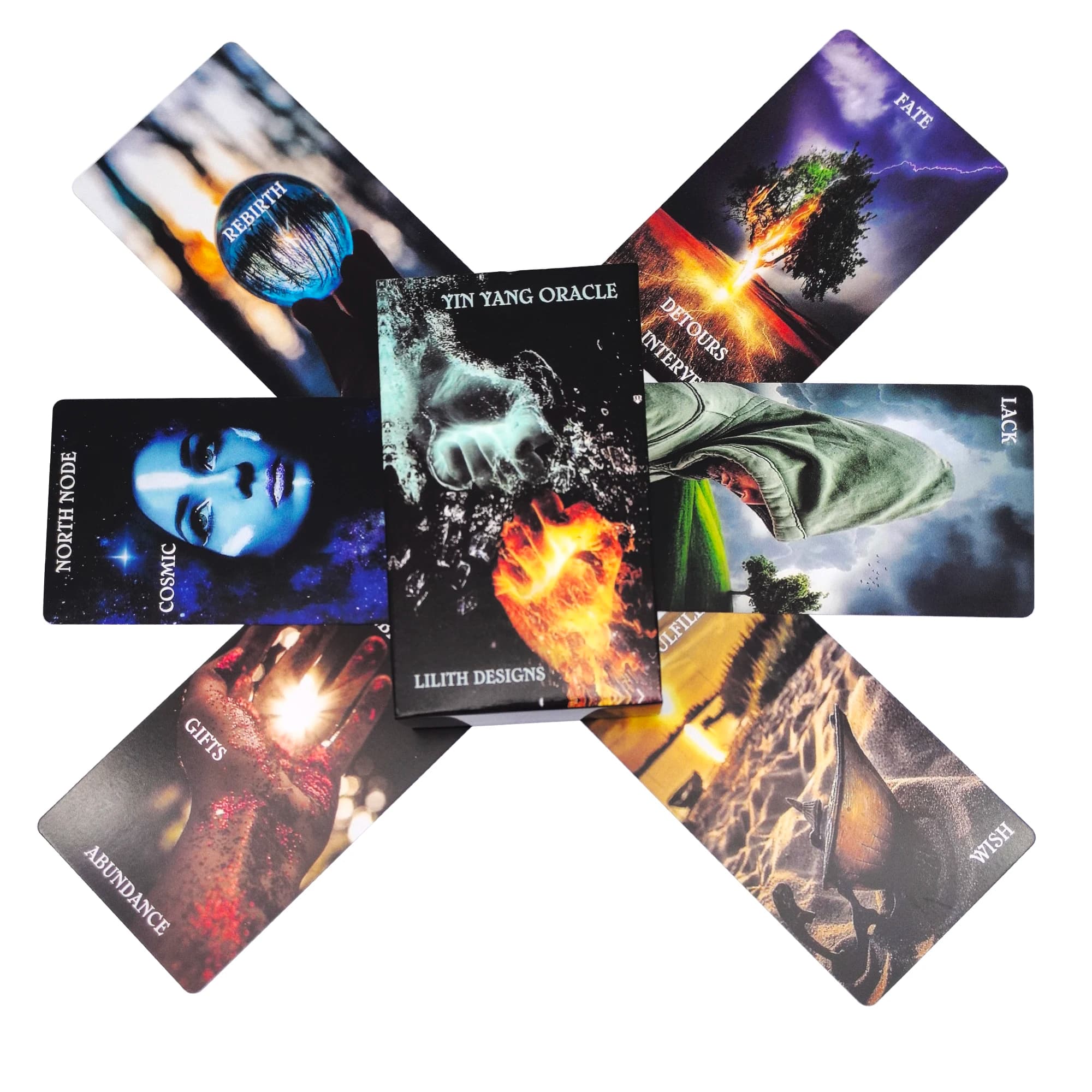 Carte Oracle Yin Yang Mazzo di 79 carte Parole chiave planetarie fisiche emozionali spirituali Tarocchi Chakra invertito Pianeta Elemento zodiacale
