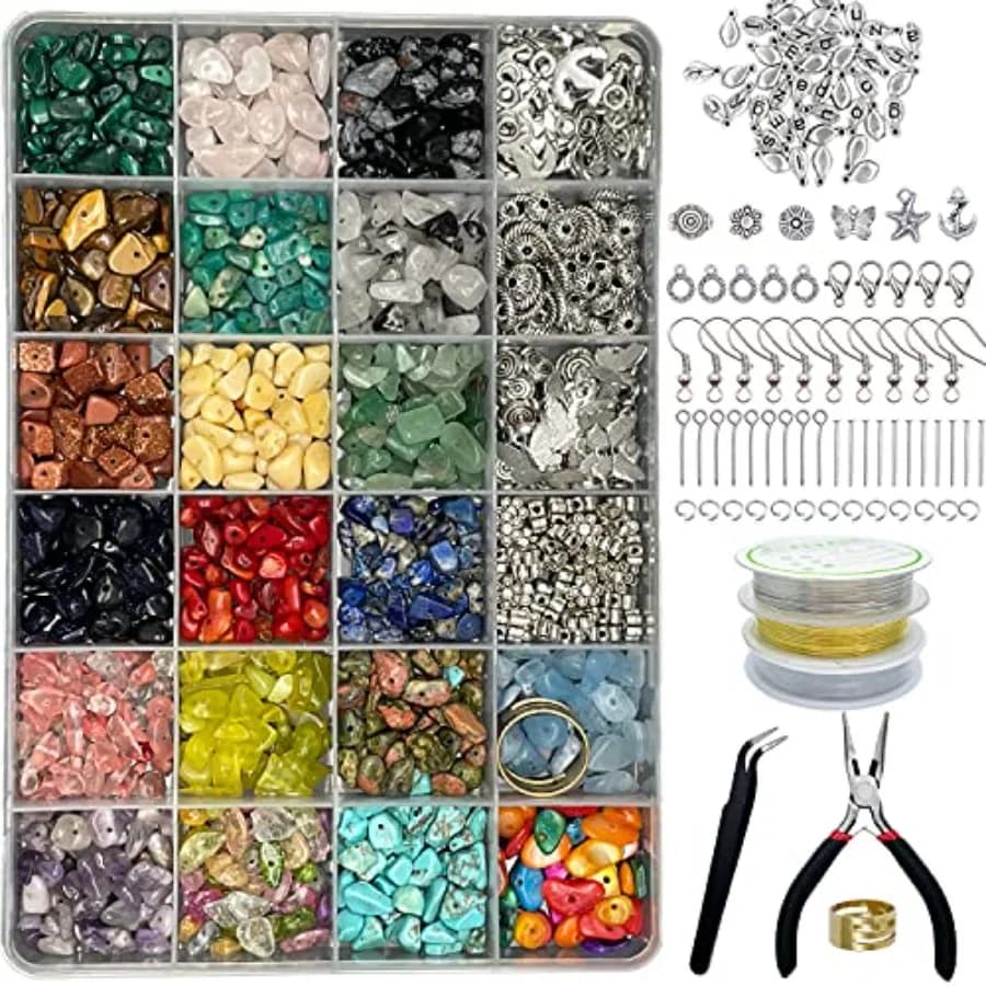 Jewelry Making Supplies Kit - 1587 PCS Beads, Crystal Beads, Jewelry Pliers, Beading Wire, Earring Hooks, Rings, Bracelets for