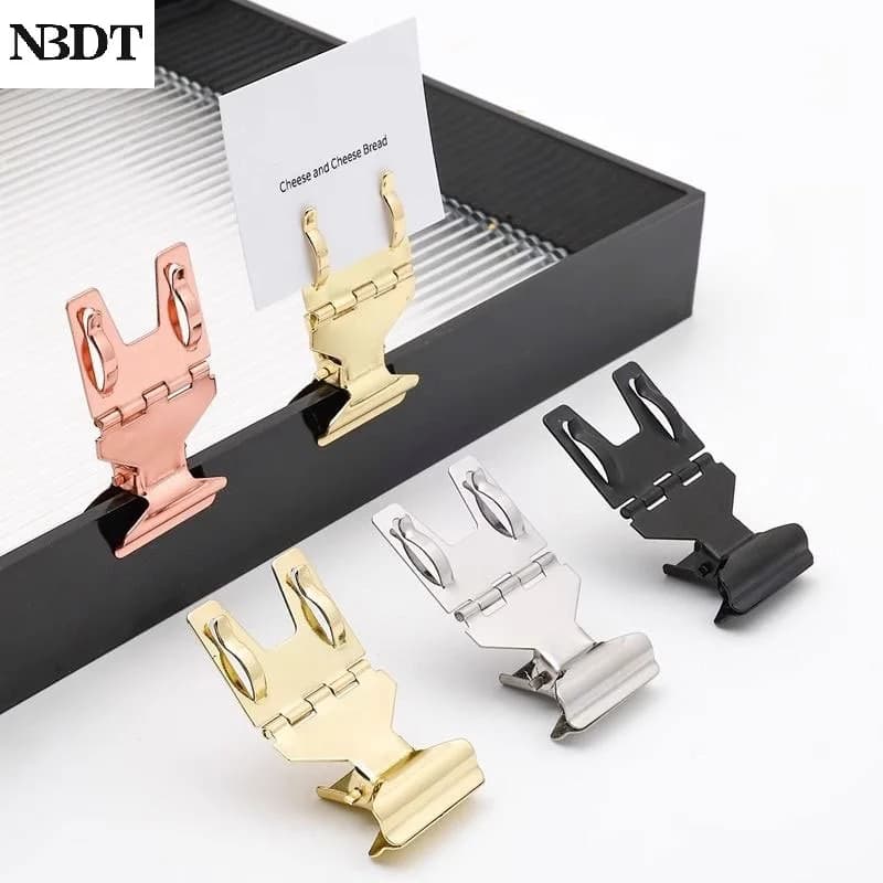 50Pcs Metal Sign Clip Merchandise Label Tag Stand Holders Rose Gold Black