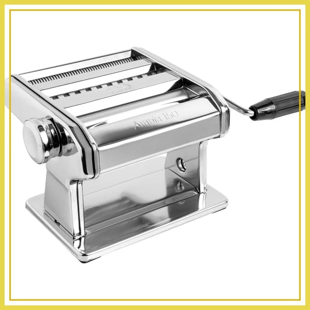 Macchina Classica Manuale per Pasta, in Acciaio Cromato. Per Lasagne, Fettuccine e Tagliolini, 150mm