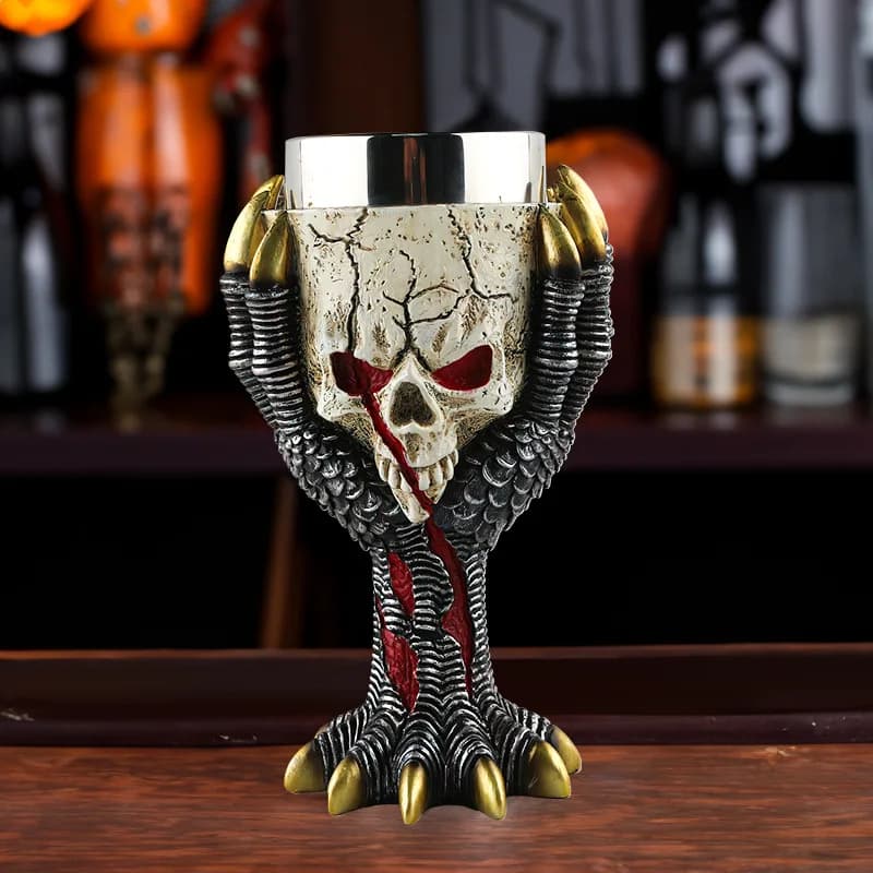 Calice Gotico a Forma di Teschio in Acciaio Inossidabile, Bicchiere da Vino a Tema Halloween, Perfetto per Feste, Regali o Decorazioni Spaventose per la Casa