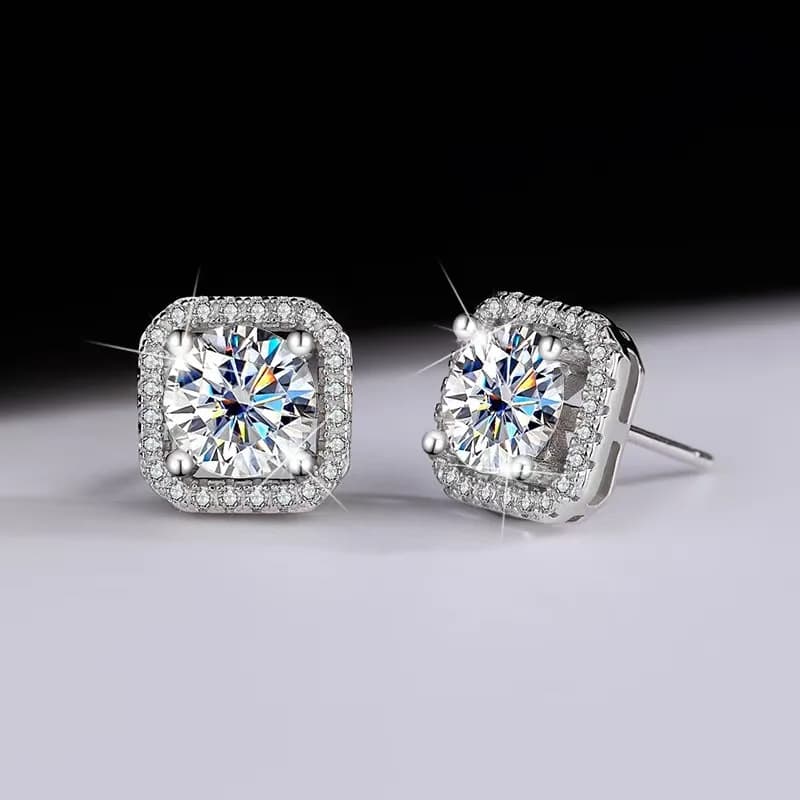 8H8A Cut D Color Vvs Moissanite Diamond Stud Earrings Luxury Sterling 925 Silver Jewelry for Women Wholesale Price