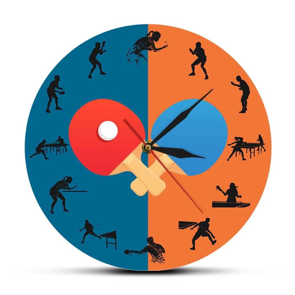 Ping Pong Wall Clock Silent Table Tennis Sports Hanging Clocks Creative Acrylic Watch for Games Room Decor Player Gift