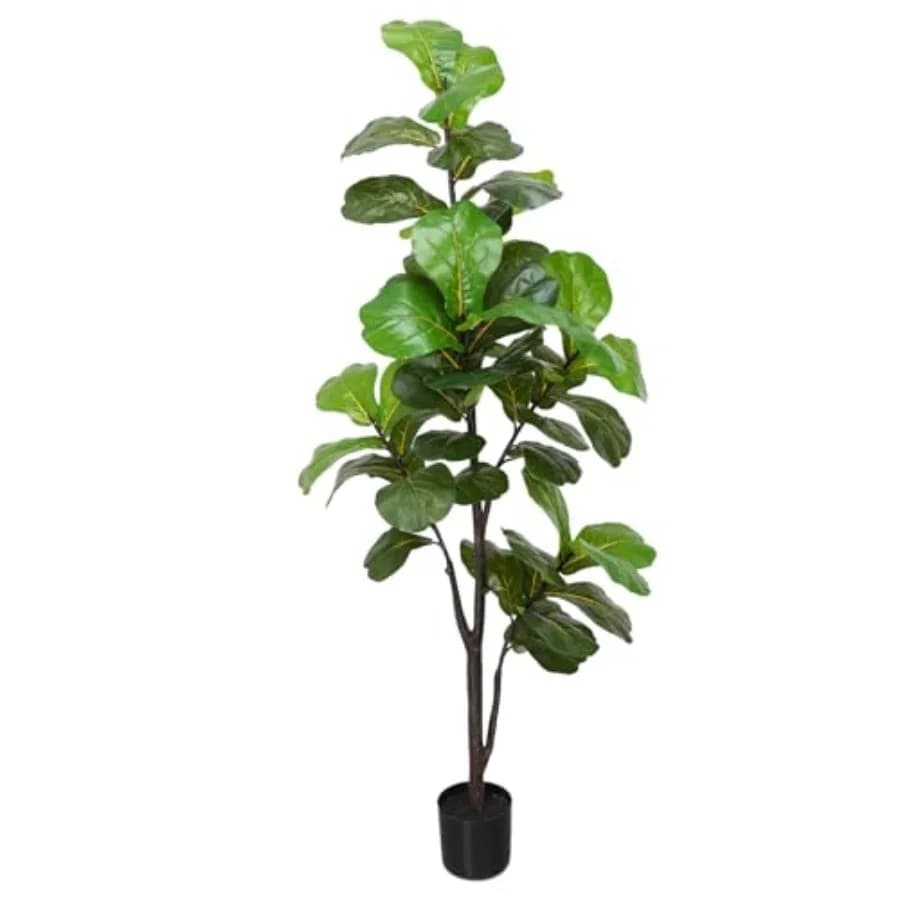 Ficus Lyrata Artificiale da 180 cm, Grande Pianta Finta in Seta con Vaso per Interni ed Esterni, Ideale per Casa e Soggiorno