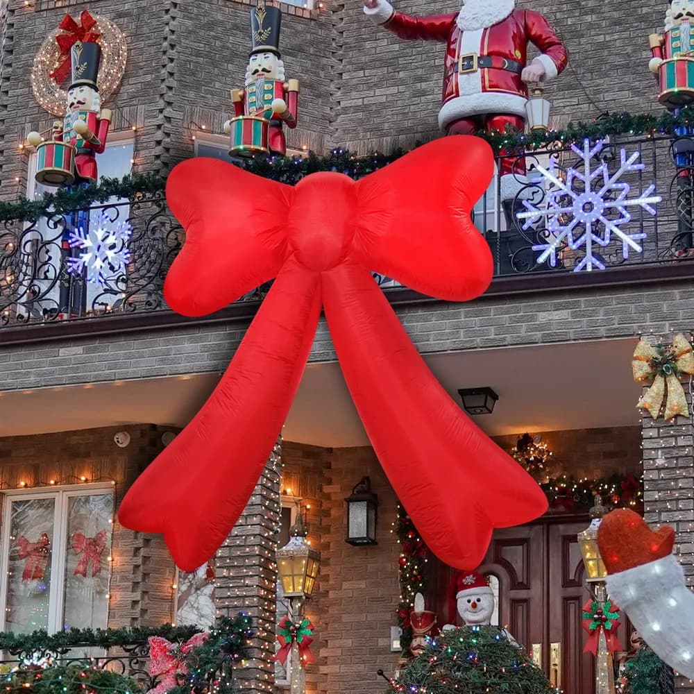 2,1 m Natale simpatico fiocco gonfiabile illuminato a LED gonfiabile decorazione del prato del cortile esterno per la decorazione della festa invernale del giardino domestico
