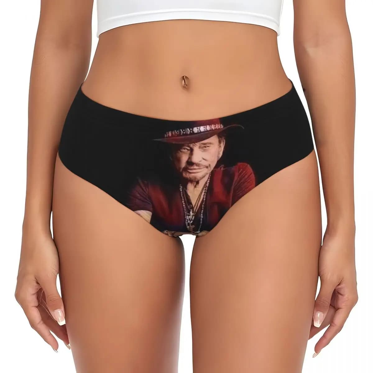 Mutandine personalizzate Johnny Hallyday da donna, comode e elastiche, intimo da cantante rock francese, regali di San Valentino